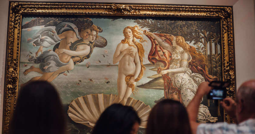 Umetničko delo rađanje Venere u galeriji Ufici